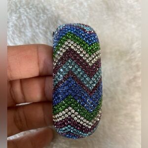 Akkad Multi Colored Crystals‎ Gun Metal Hinged Bracelet w/ Safety Clasps …